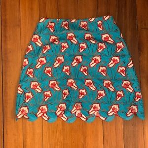 Red and blue floral skirt